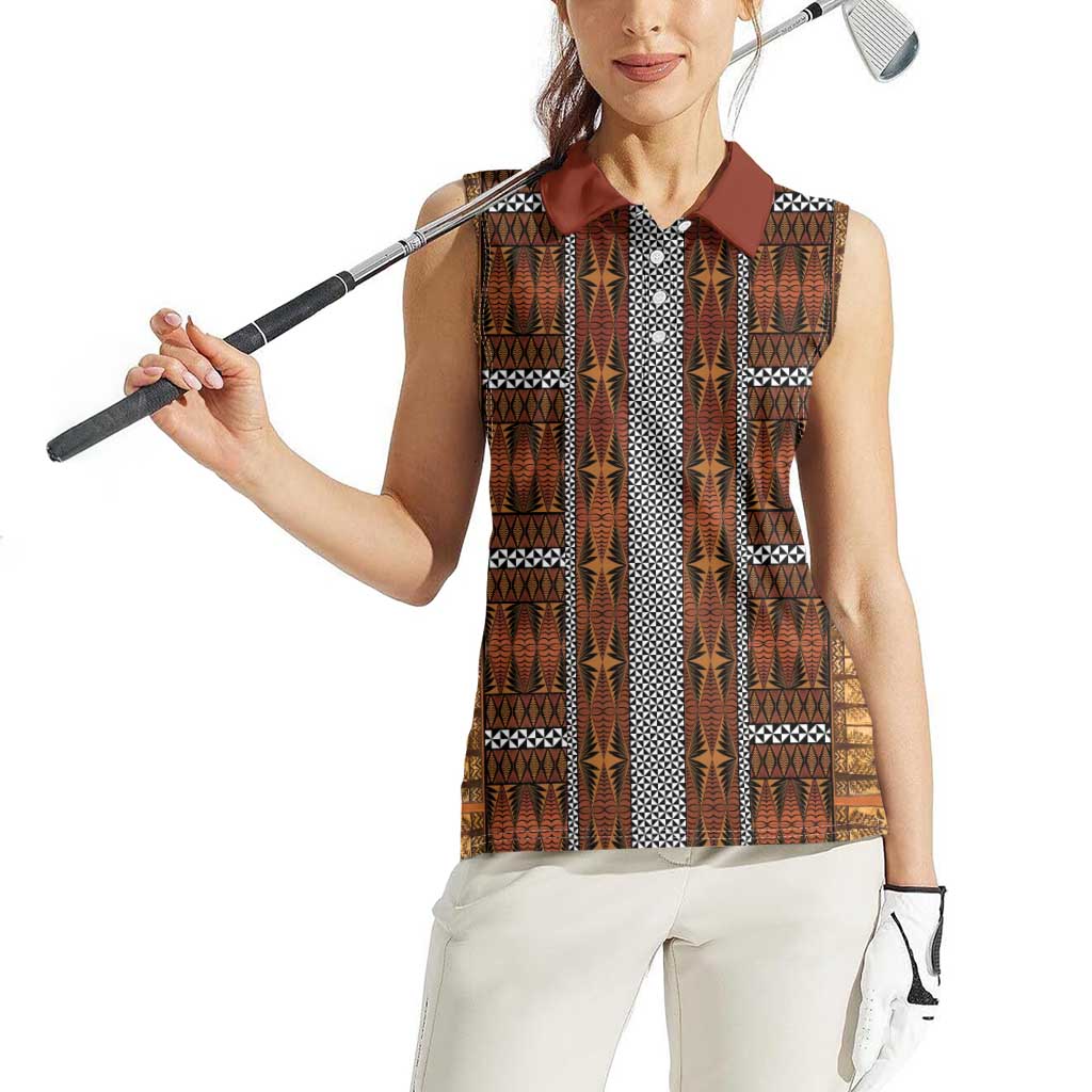 Malo e Lelei Tonga Women Sleeveless Polo Shirt Tongan Ngatu Tapa Cloth - Polynesian Pride