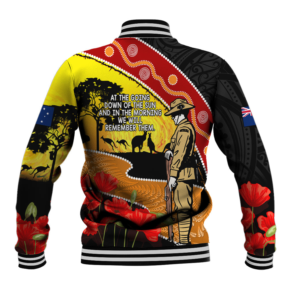 New Zealand And Australia ANZAC Day Baseball Jacket Aboriginal Maori Starring Night Style LT14 - Polynesian Pride