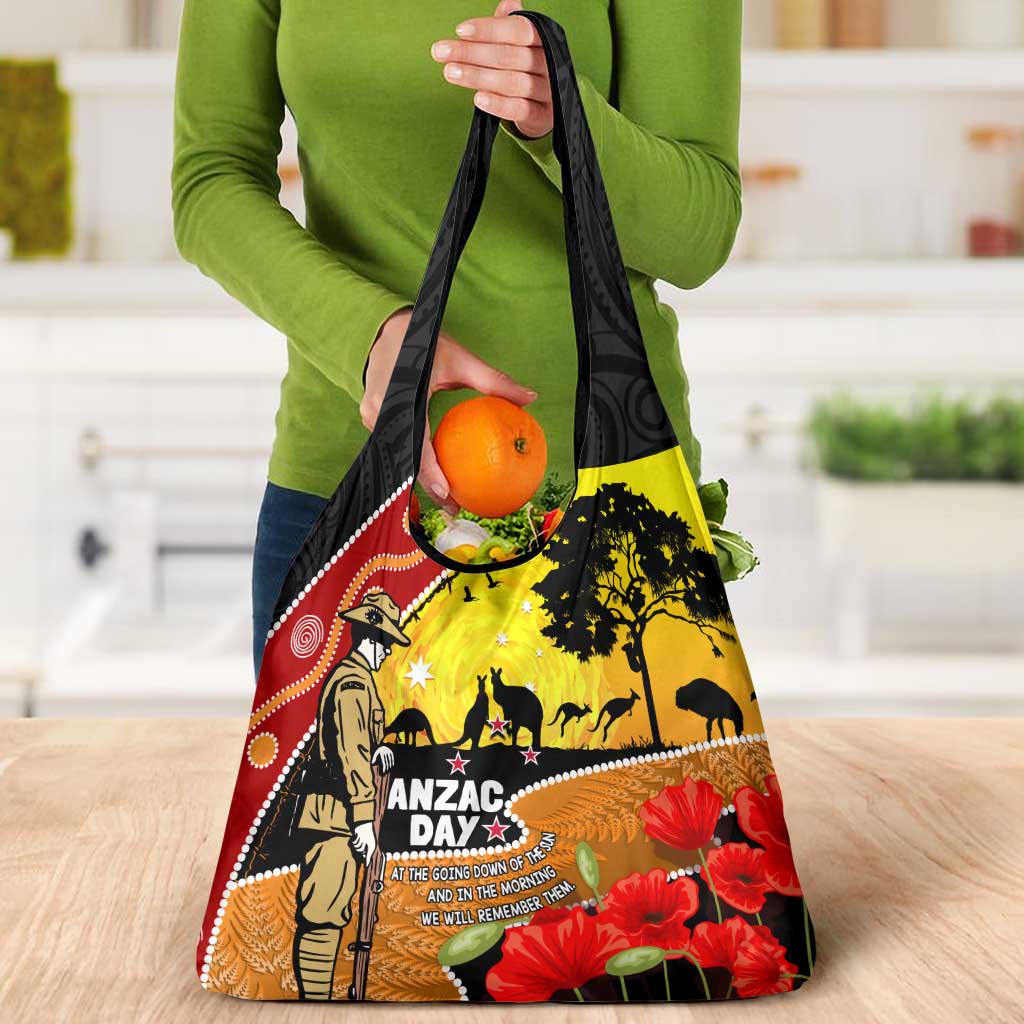 New Zealand And Australia ANZAC Day Grocery Bag Aboriginal Maori Starring Night Style