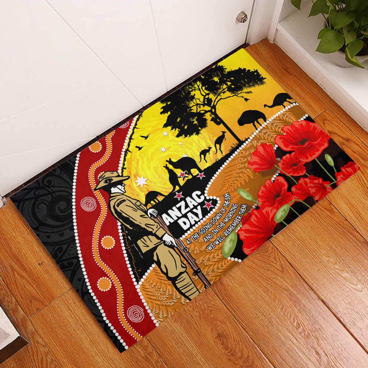 New Zealand And Australia ANZAC Day Rubber Doormat Aboriginal Maori Starring Night Style