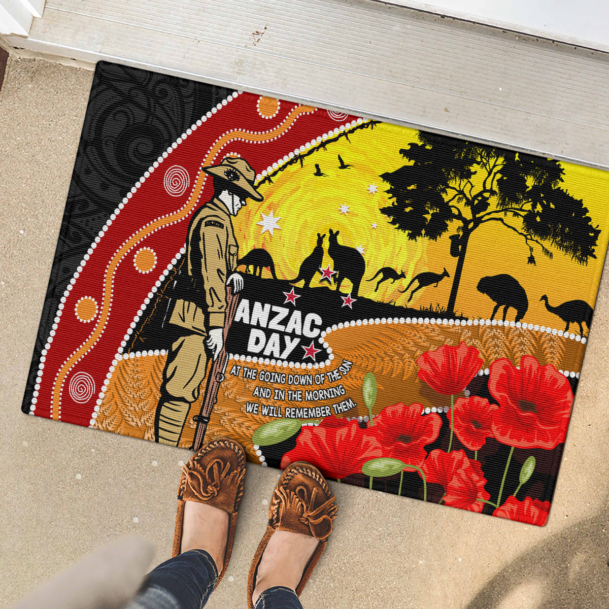 New Zealand And Australia ANZAC Day Rubber Doormat Aboriginal Maori Starring Night Style