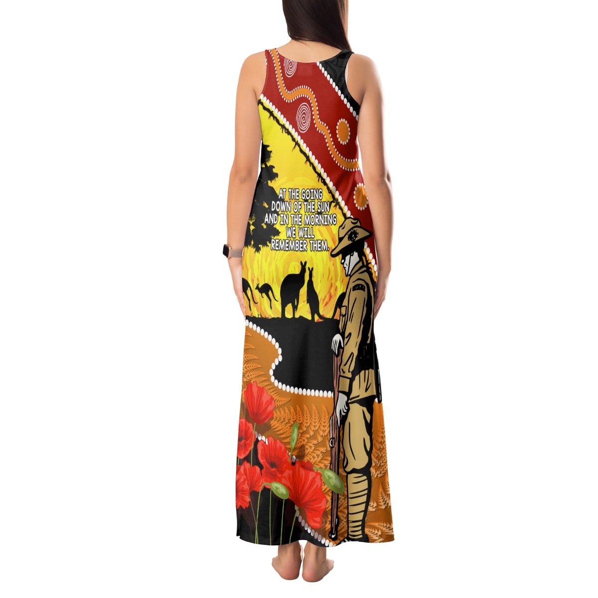 New Zealand And Australia ANZAC Day Tank Maxi Dress Aboriginal Maori Starring Night Style LT14 - Polynesian Pride
