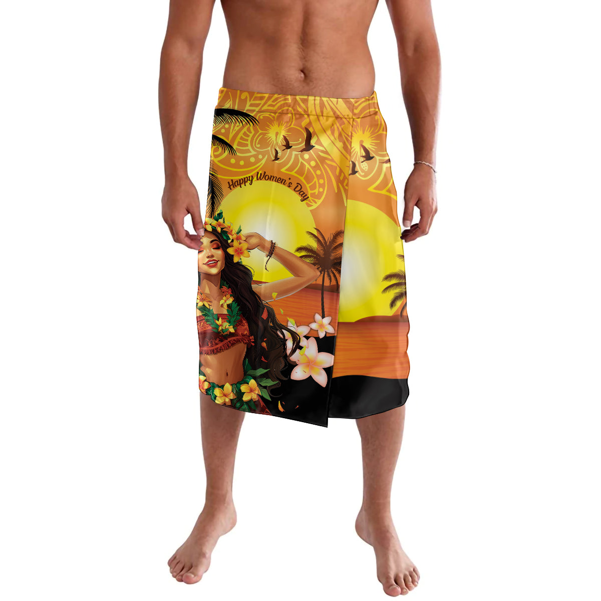 Aloha Hawaii Women's Day Lavalava Hula Girl With Sunset Vibes LT14 Yellow - Polynesian Pride