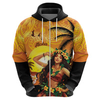 Aloha Hawaii Women's Day Zip Hoodie Hula Girl With Sunset Vibes LT14 - Polynesian Pride