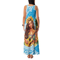 Aloha Hawaii Women's Day Family Matching Tank Maxi Dress and Hawaiian Shirt Hula Girl With Ukulele Tropical Style LT14 - Polynesian Pride