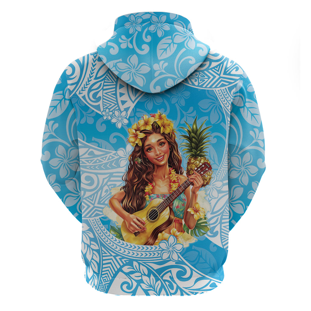 Aloha Hawaii Women's Day Hoodie Hula Girl With Ukulele Tropical Style LT14 - Polynesian Pride