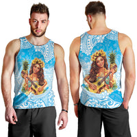 Aloha Hawaii Women's Day Men Tank Top Hula Girl With Ukulele Tropical Style LT14 - Polynesian Pride