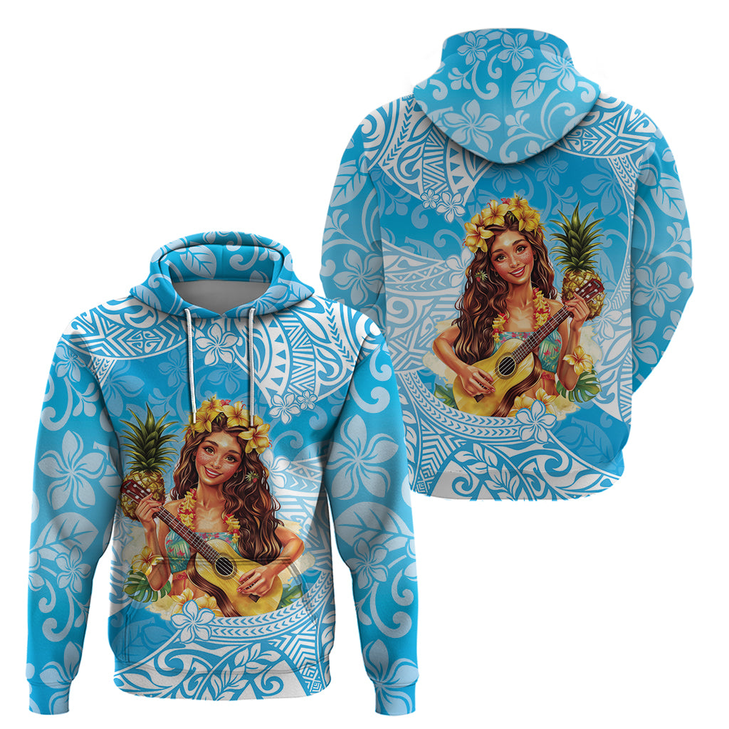 Aloha Hawaii Women's Day Zip Hoodie Hula Girl With Ukulele Tropical Style LT14 - Polynesian Pride