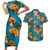 Hawaii Luau Party Couples Matching Short Sleeve Bodycon Dress and Hawaiian Shirt Dancing Girl Tropical Flowers LT14 Blue - Polynesian Pride