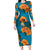 Hawaii Luau Party Family Matching Long Sleeve Bodycon Dress and Hawaiian Shirt Dancing Girl Tropical Flowers LT14 Mom's Dress Blue - Polynesian Pride