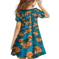 Hawaii Luau Party Kid Short Sleeve Dress Dancing Girl Tropical Flowers LT14 - Polynesian Pride