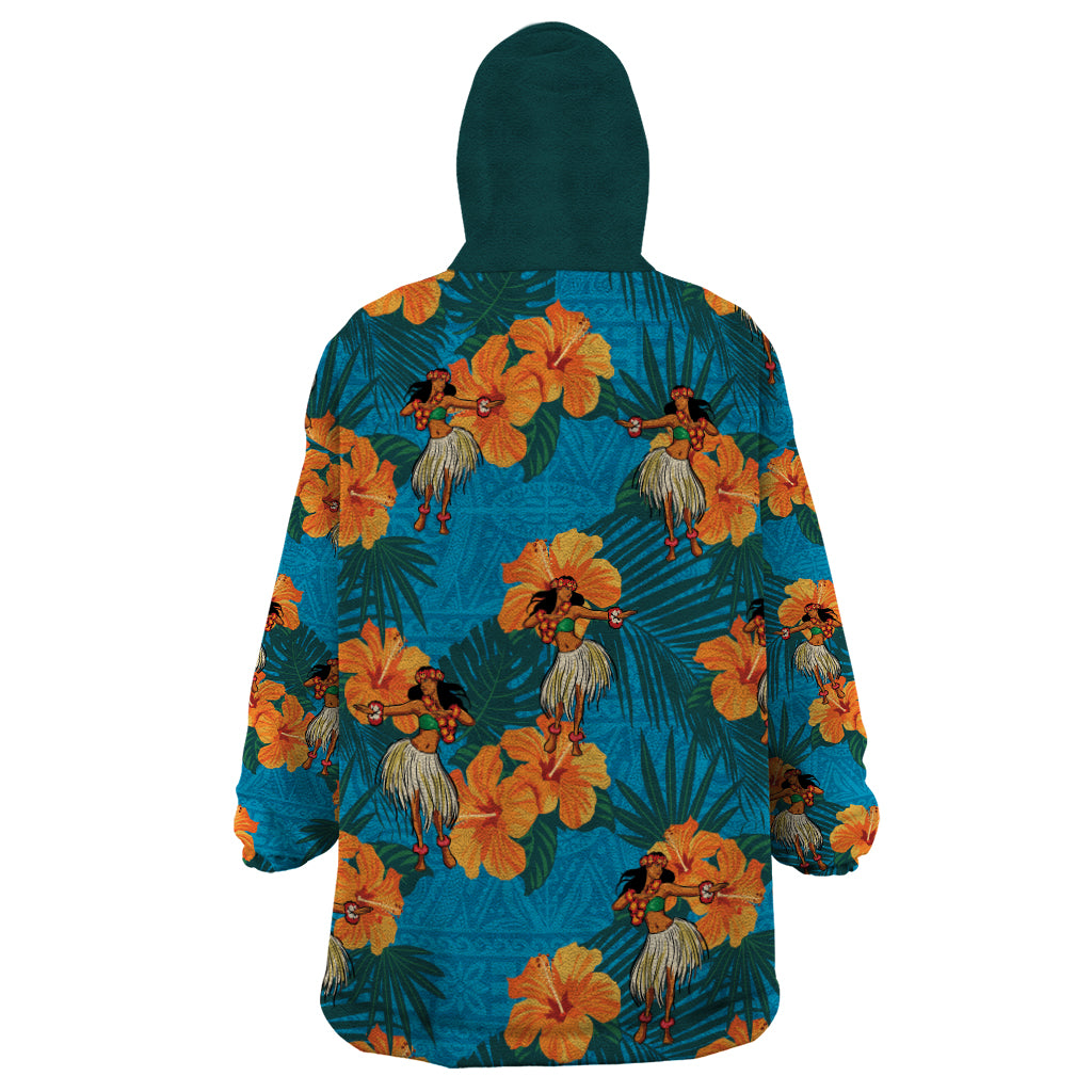 Hawaii Luau Party Wearable Blanket Hoodie Dancing Girl Tropical Flowers LT14 - Polynesian Pride