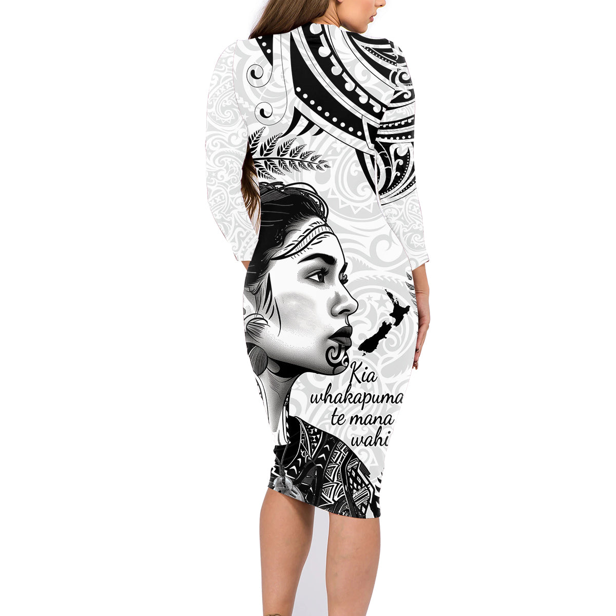New Zealand Women's Day Family Matching Long Sleeve Bodycon Dress and Hawaiian Shirt Aotearoa Kia Whakapumau Te Mana Wahine LT14 - Polynesian Pride