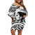 New Zealand Women's Day Family Matching Off Shoulder Short Dress and Hawaiian Shirt Aotearoa Kia Whakapumau Te Mana Wahine LT14 Mom's Dress White - Polynesian Pride