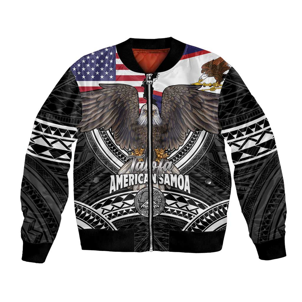 Talofa American Samoa Flag Day Bomber Jacket Bald Eagle Polynesian Tattoo