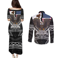 Talofa American Samoa Flag Day Couples Matching Puletasi and Long Sleeve Button Shirt Bald Eagle Polynesian Tattoo