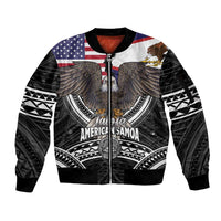 Talofa American Samoa Flag Day Sleeve Zip Bomber Jacket Bald Eagle Polynesian Tattoo