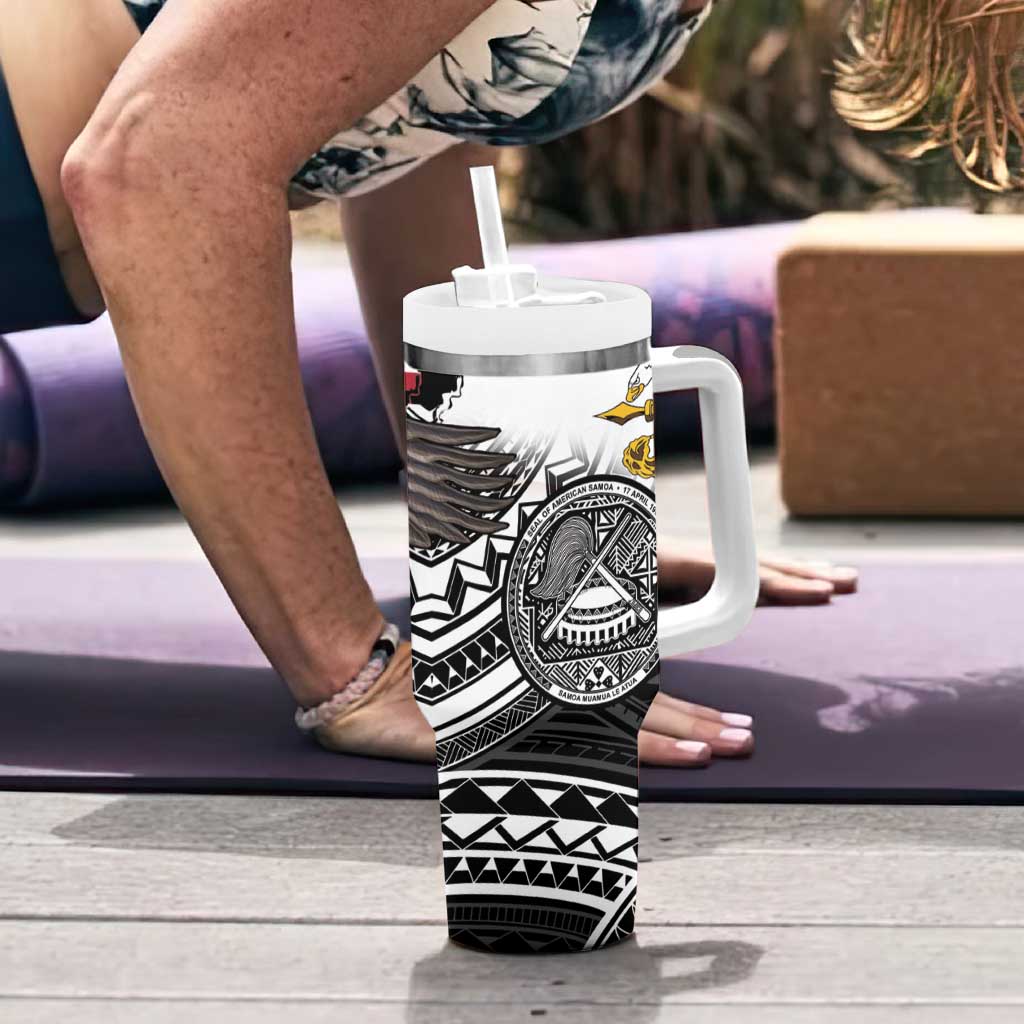 Talofa American Samoa Flag Day Tumbler With Handle Bald Eagle Polynesian Tattoo