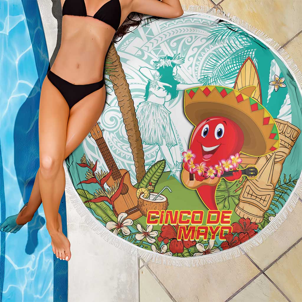 Hawaii Cinco de Mayo Beach Blanket Chili Pepper Hula Girl Tropical Vibes