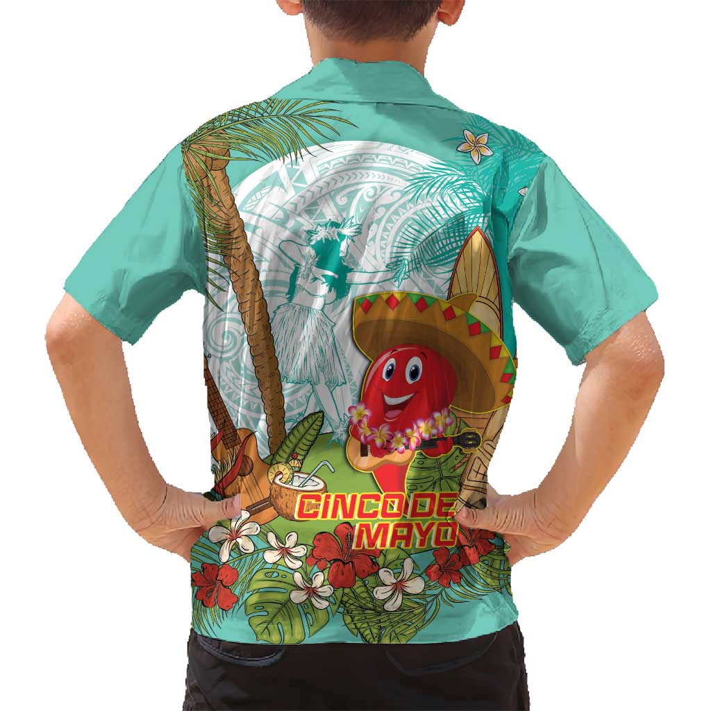Hawaii Cinco de Mayo Family Matching Long Sleeve Bodycon Dress and Hawaiian Shirt Chili Pepper Hula Girl Tropical Vibes LT14 - Polynesian Pride
