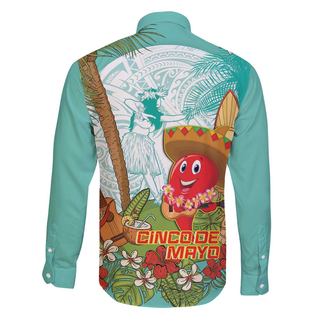 Hawaii Cinco de Mayo Family Matching Long Sleeve Bodycon Dress and Hawaiian Shirt Chili Pepper Hula Girl Tropical Vibes LT14 - Polynesian Pride