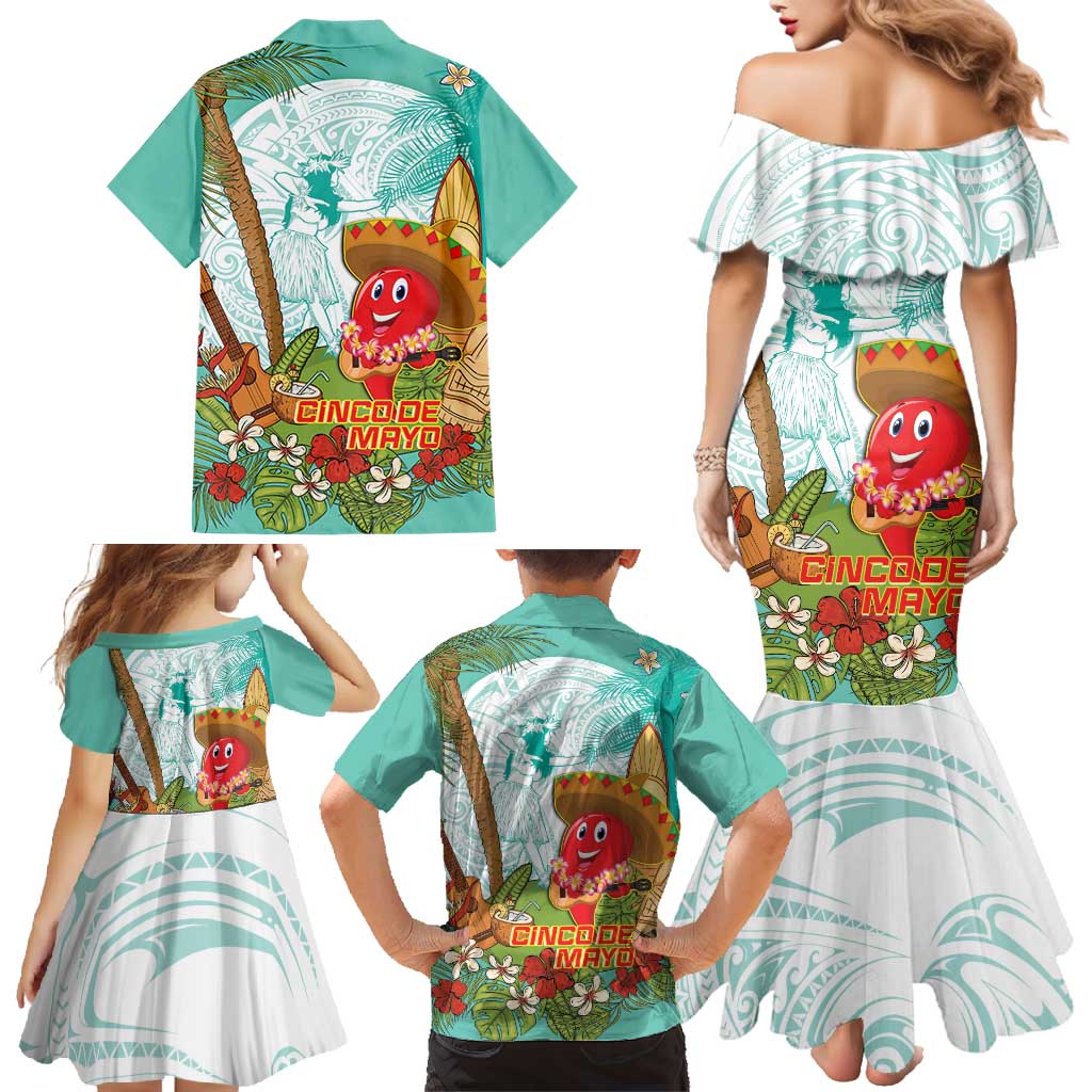 Hawaii Cinco de Mayo Family Matching Mermaid Dress and Hawaiian Shirt Chili Pepper Hula Girl Tropical Vibes LT14 - Polynesian Pride