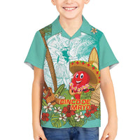Hawaii Cinco de Mayo Family Matching Short Sleeve Bodycon Dress and Hawaiian Shirt Chili Pepper Hula Girl Tropical Vibes LT14 Son's Shirt Turquoise - Polynesian Pride