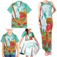 Hawaii Cinco de Mayo Family Matching Tank Maxi Dress and Hawaiian Shirt Chili Pepper Hula Girl Tropical Vibes