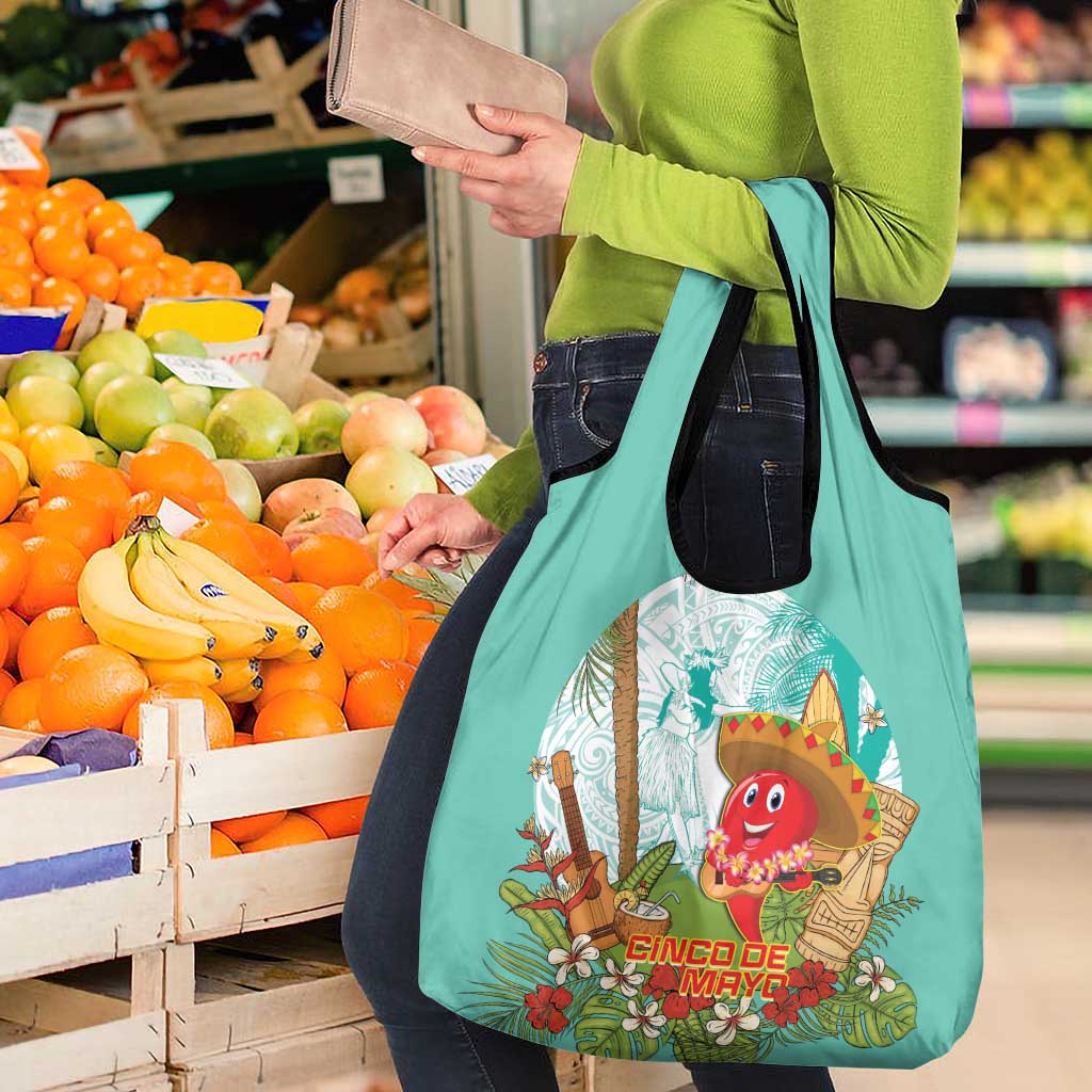 Hawaii Cinco de Mayo Grocery Bag Chili Pepper Hula Girl Tropical Vibes