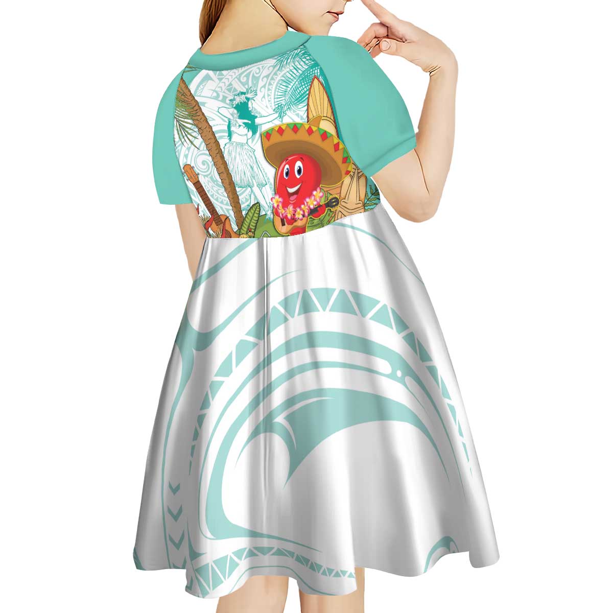 Hawaii Cinco de Mayo Kid Short Sleeve Dress Chili Pepper Hula Girl Tropical Vibes