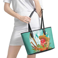 Hawaii Cinco de Mayo Leather Tote Bag Chili Pepper Hula Girl Tropical Vibes