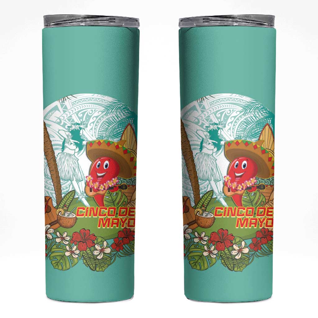 Hawaii Cinco de Mayo Skinny Tumbler Chili Pepper Hula Girl Tropical Vibes
