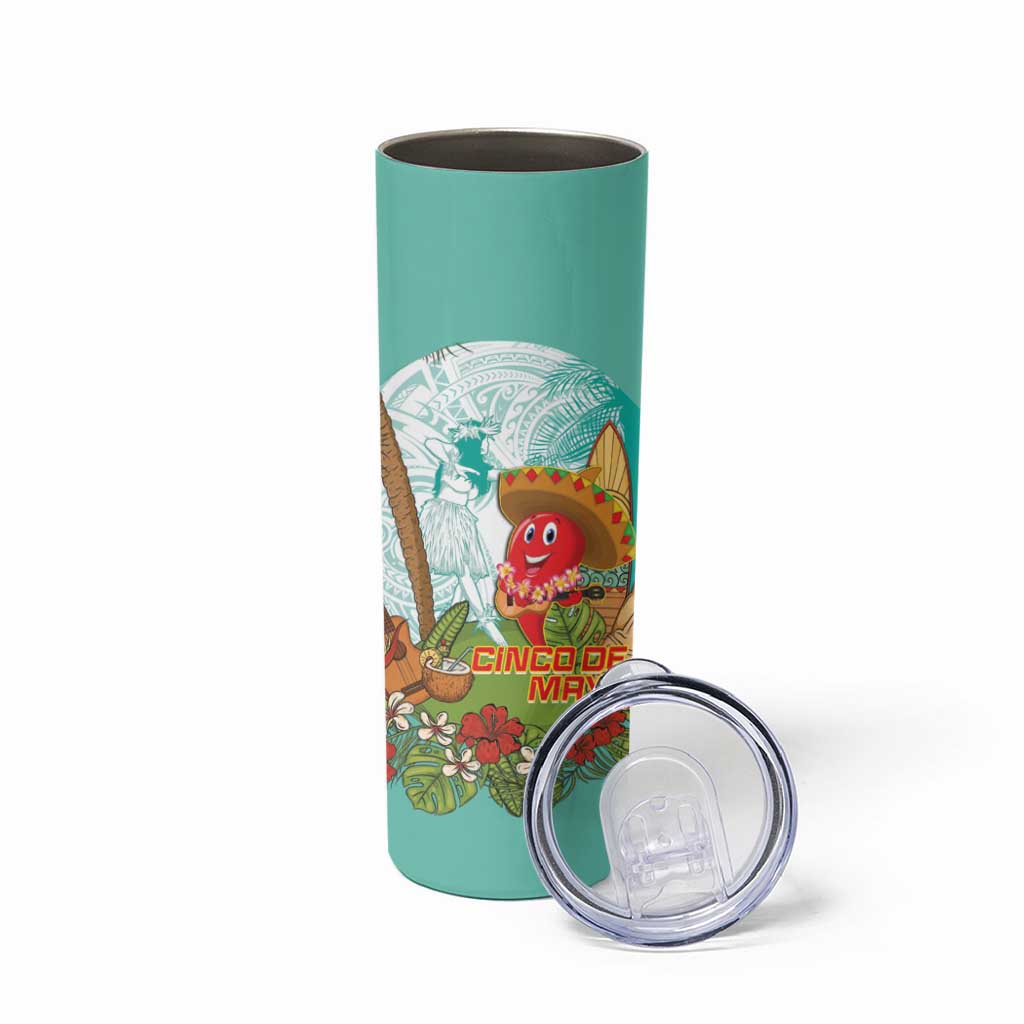 Hawaii Cinco de Mayo Skinny Tumbler Chili Pepper Hula Girl Tropical Vibes