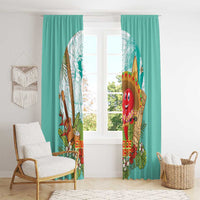 Hawaii Cinco de Mayo Window Curtain Chili Pepper Hula Girl Tropical Vibes