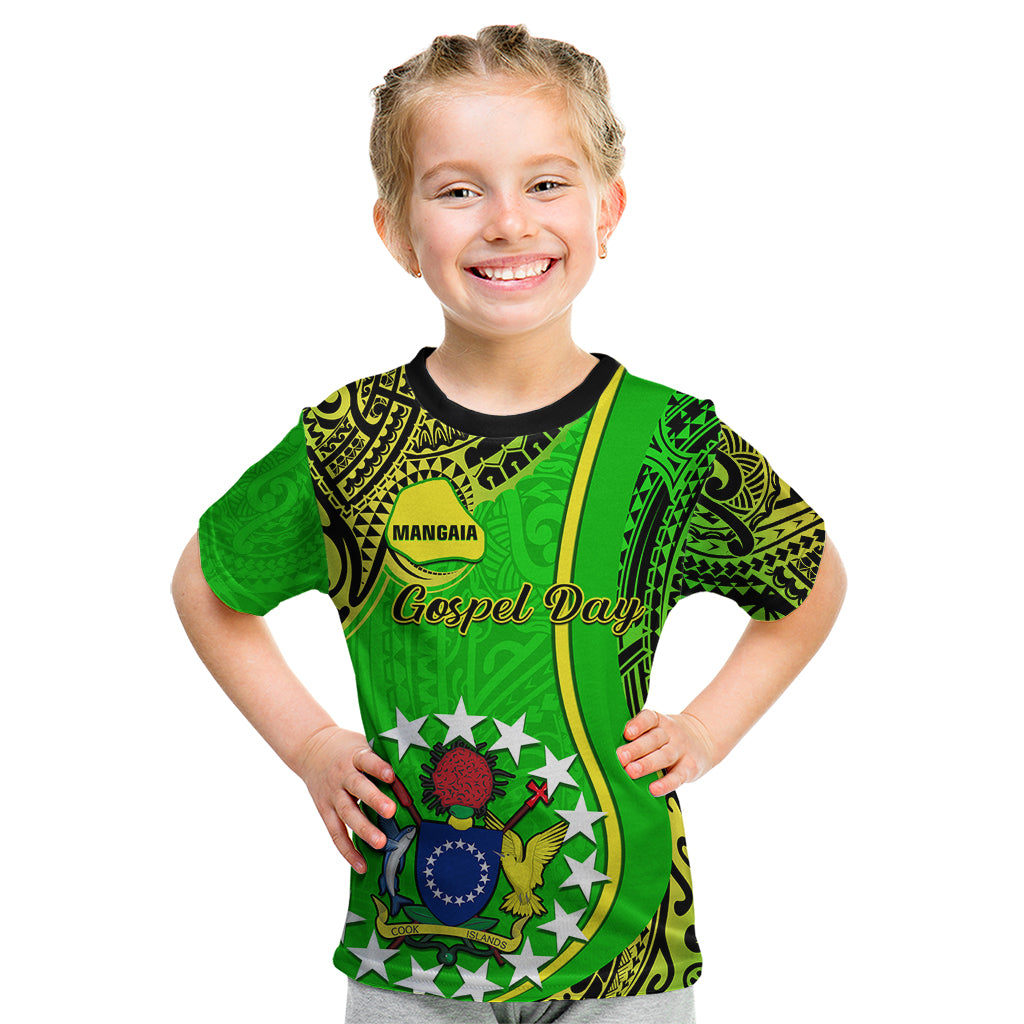 Polynesian Pride Cook Islands Kid T Shirt Mangaia Gospel Day Green Version LT14 Green - Polynesian Pride