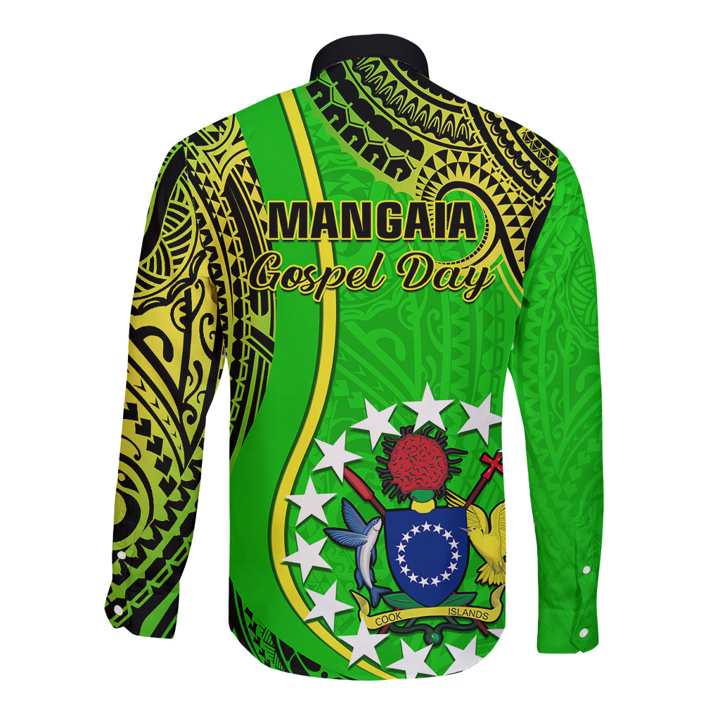 Polynesian Pride Cook Islands Long Sleeve Button Shirt Mangaia Gospel Day Green Version LT14 - Polynesian Pride