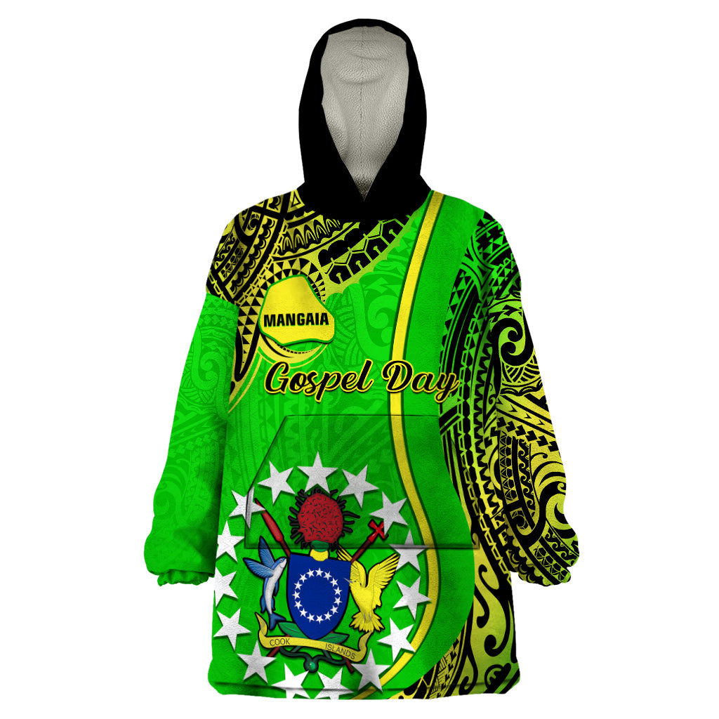 Polynesian Pride Cook Islands Wearable Blanket Hoodie Mangaia Gospel Day Green Version LT14 One Size Green - Polynesian Pride