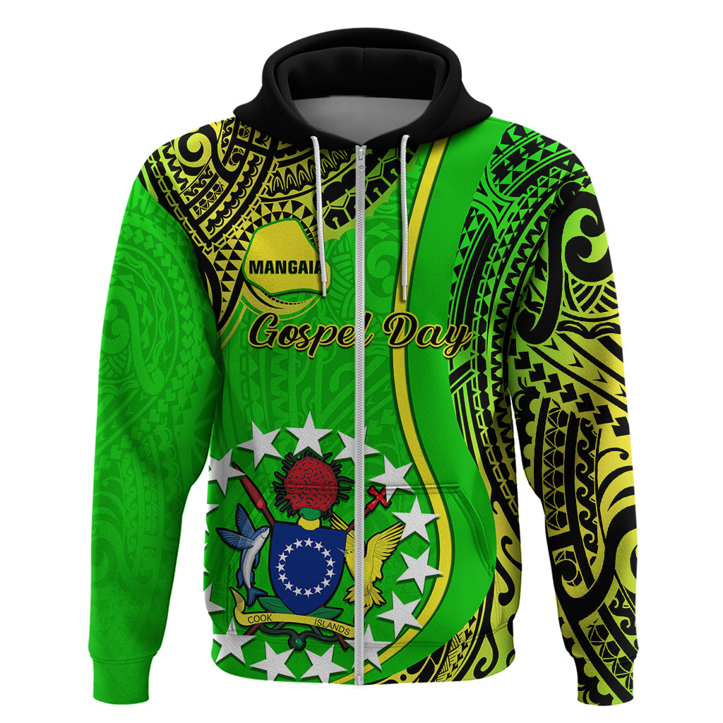 Custom Cook Islands Hoodie Mangaia Gospel Day Green Version LT14 - Polynesian Pride