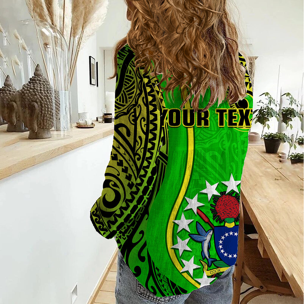 Personalised Cook Islands Women Casual Shirt Mangaia Gospel Day Green Version LT14 - Polynesian Pride