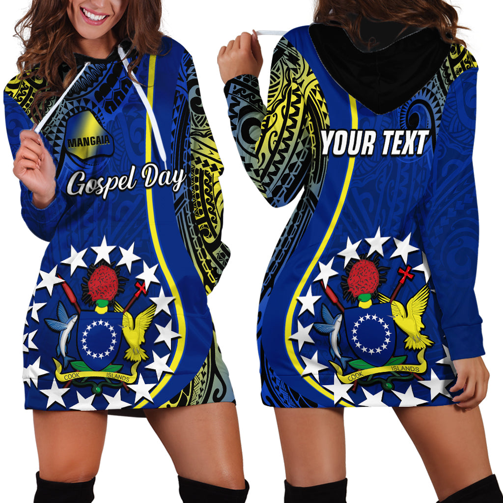 Personalised Cook Islands Hoodie Dress Mangaia Gospel Day Blue Version LT14 Blue - Polynesian Pride