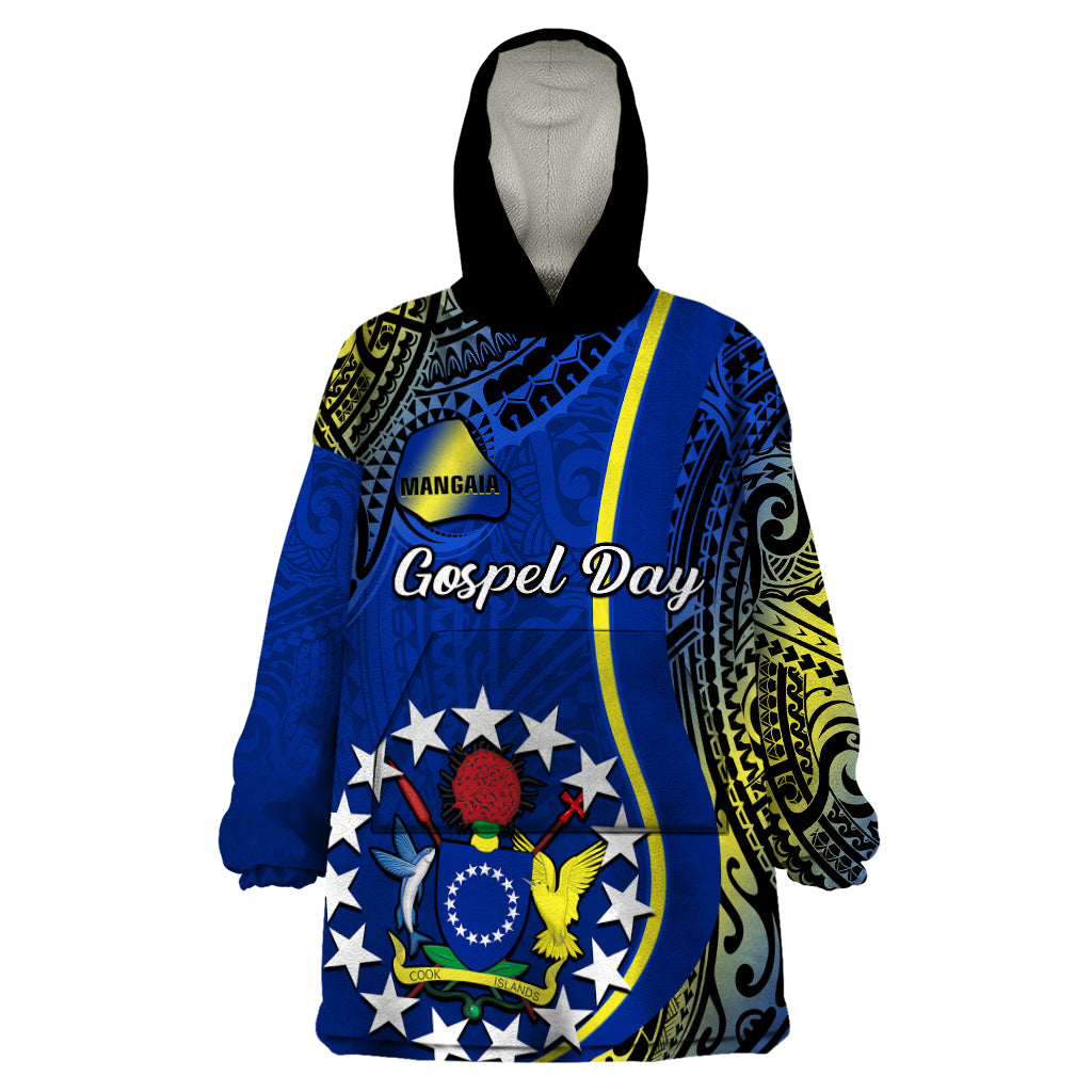 Personalised Cook Islands Wearable Blanket Hoodie Mangaia Gospel Day Blue Version LT14 One Size Blue - Polynesian Pride