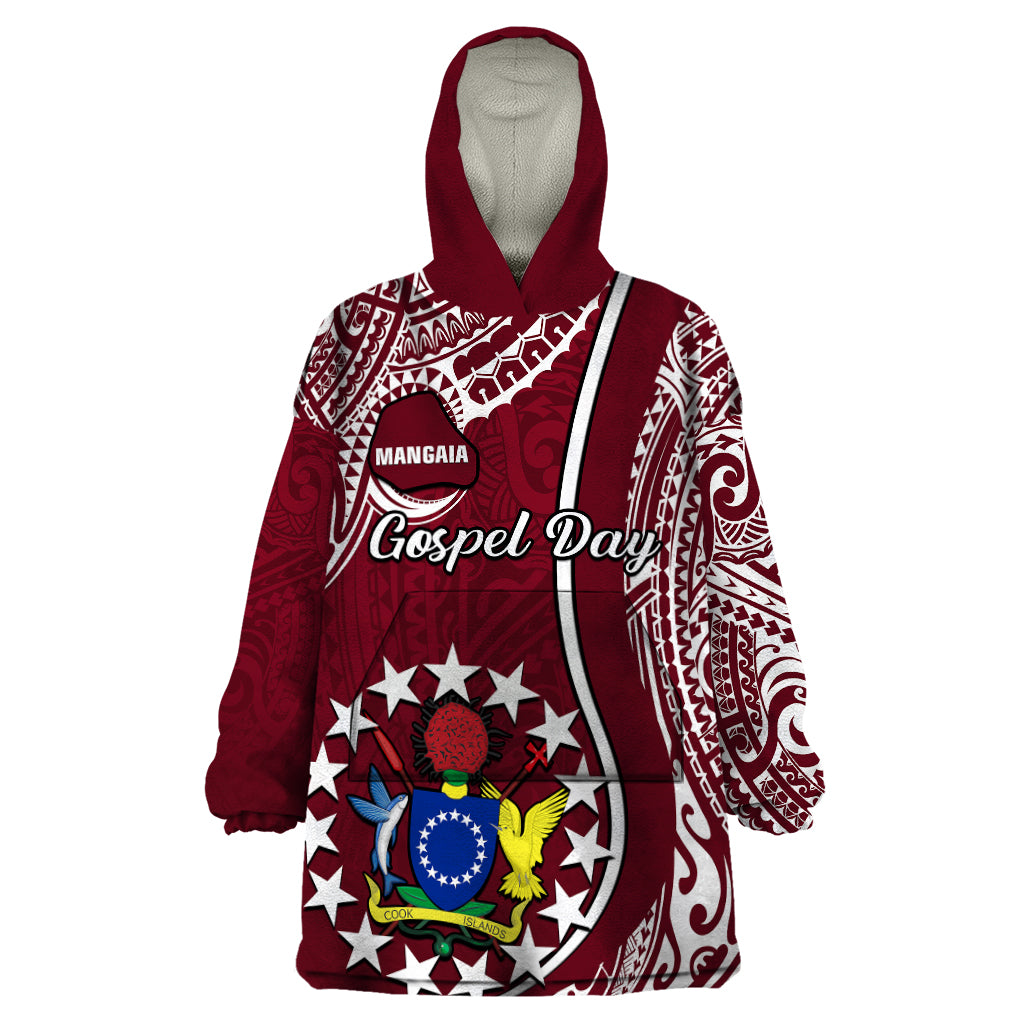 Personalised June 15 Mangaia Gospel Day Mangaia Cook Islands Wearable Blanket Hoodie Maroon Version LT14 One Size Maroon - Polynesian Pride