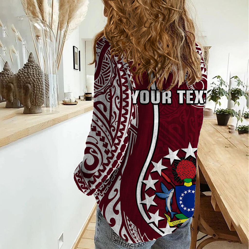 Personalised June 15 Mangaia Gospel Day Mangaia Cook Islands Women Casual Shirt Maroon Version LT14 - Polynesian Pride