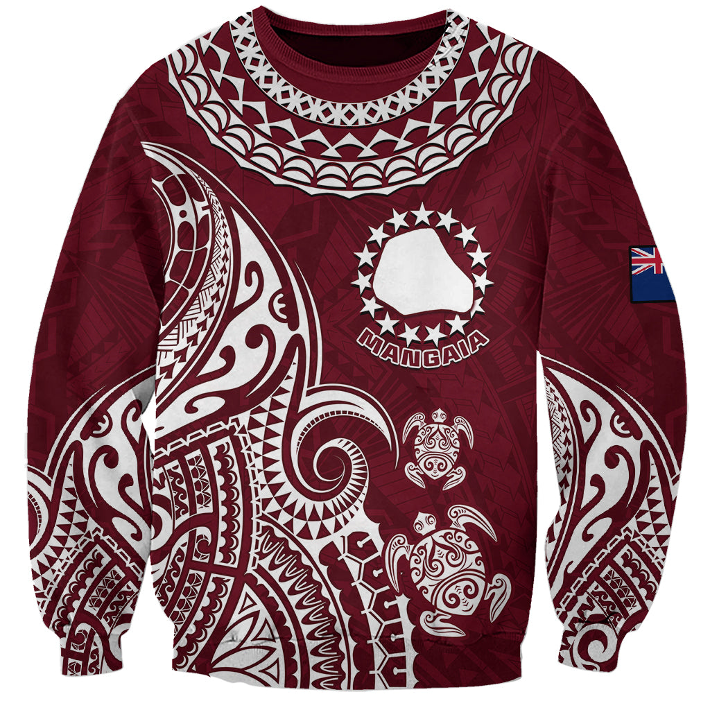 Personalised Mangaia Cook Islands Sweatshirt Polynesian Sea Turtle LT14 Unisex Maroon - Polynesian Pride