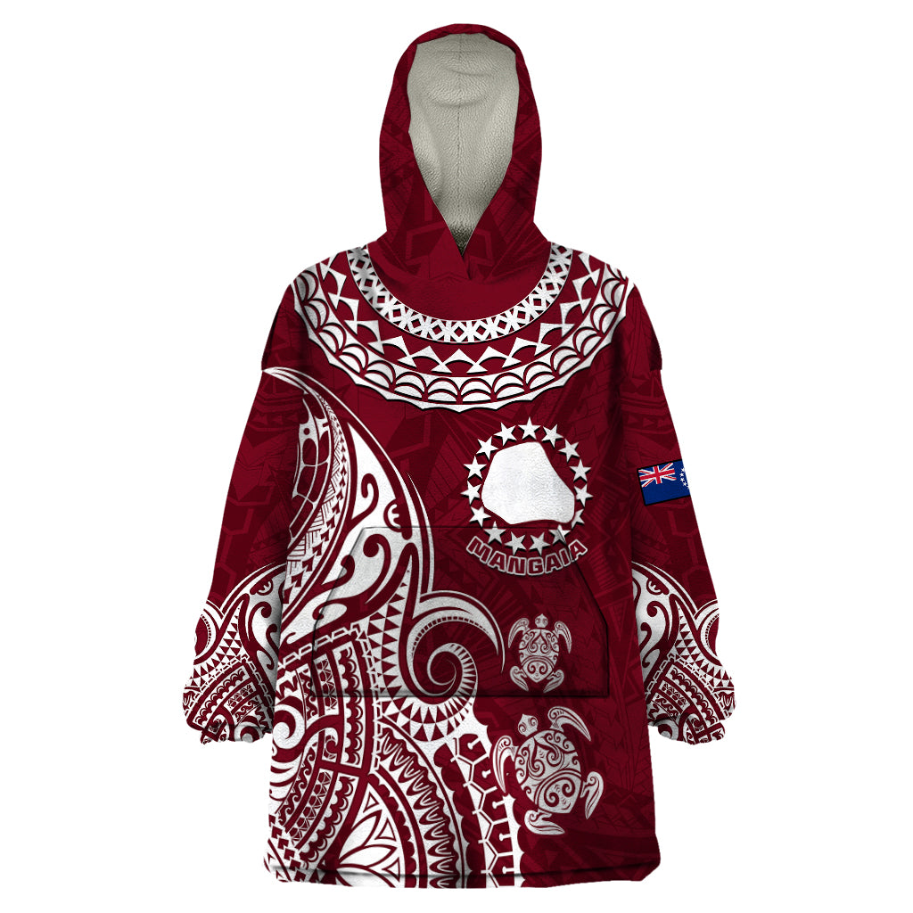 Personalised Mangaia Cook Islands Wearable Blanket Hoodie Polynesian Sea Turtle LT14 One Size Maroon - Polynesian Pride