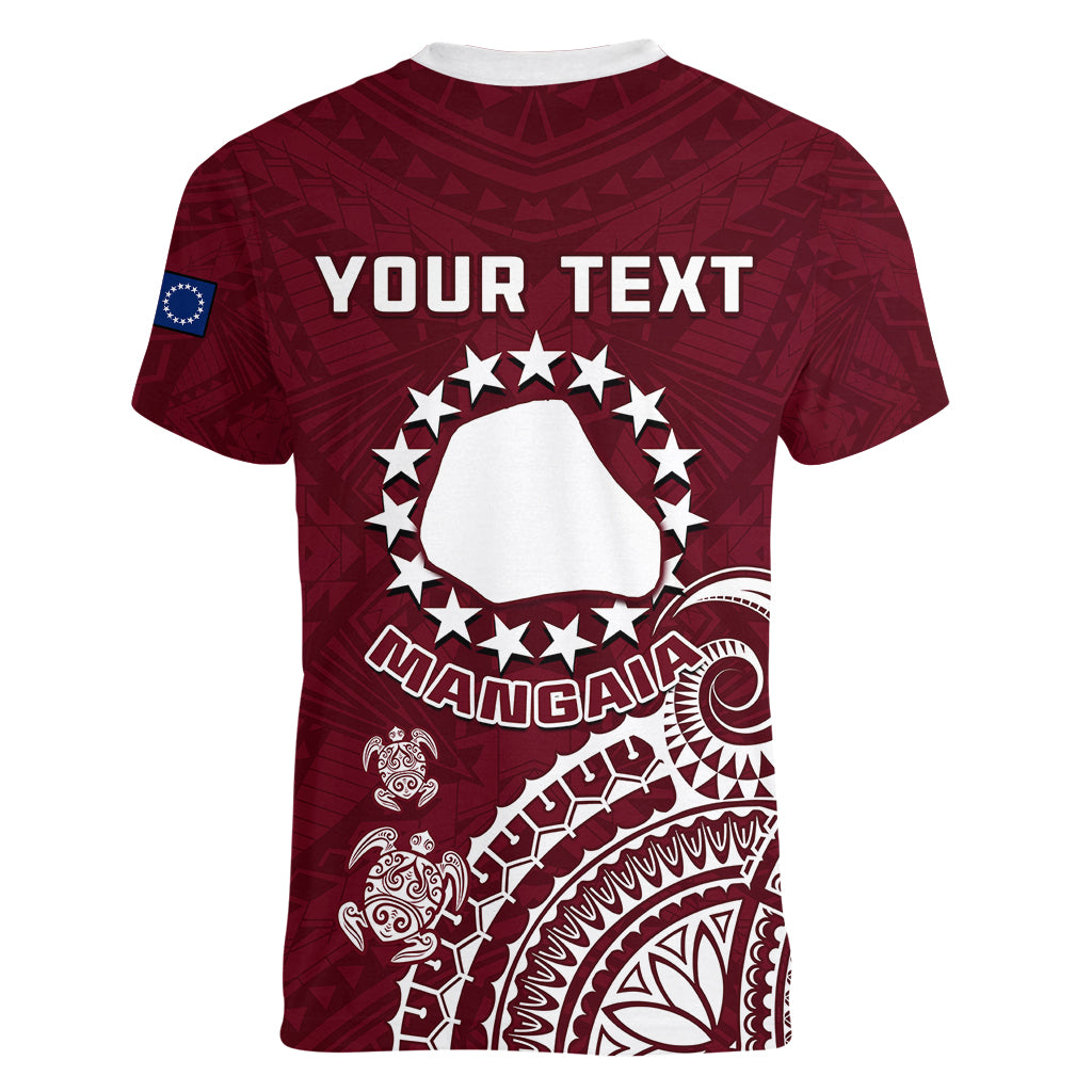 Personalised Mangaia Cook Islands Women V Neck T Shirt Polynesian Sea Turtle LT14 - Polynesian Pride