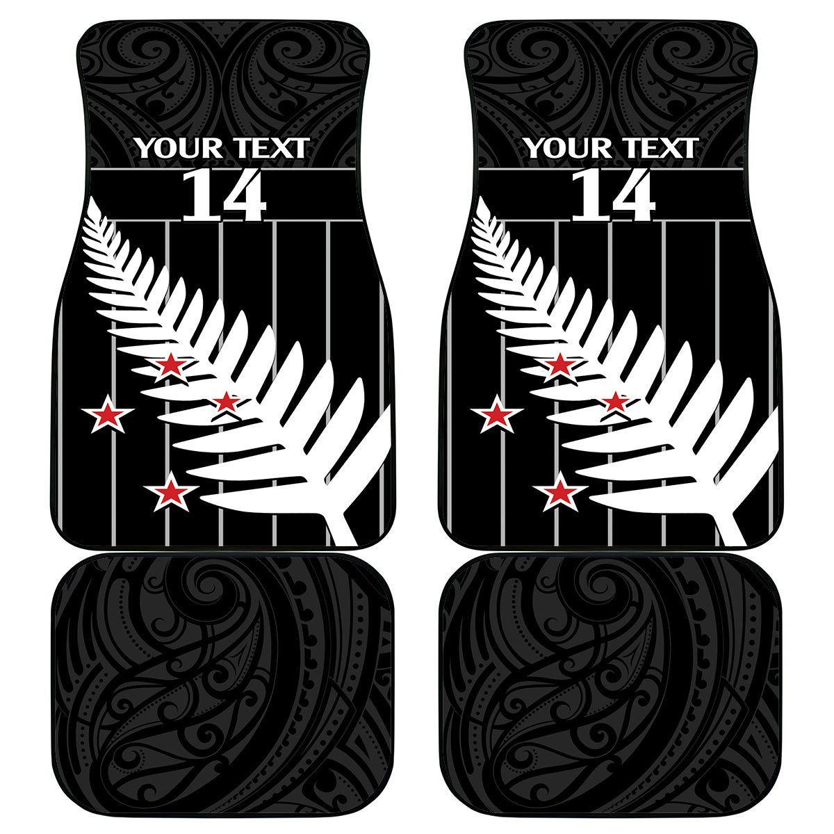 Custom New Zealand Silver Fern Cricket Car Mats Aotearoa Maori Go Black Cap