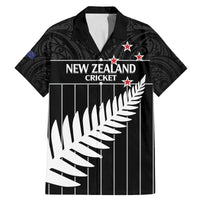 Custom New Zealand Silver Fern Cricket Family Matching Mermaid Dress and Hawaiian Shirt Aotearoa Maori Go Black Cap LT14 Dad's Shirt - Short Sleeve Black - Polynesian Pride