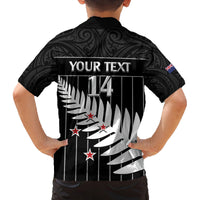 Custom New Zealand Silver Fern Cricket Family Matching Puletasi and Hawaiian Shirt Aotearoa Maori Go Black Cap LT14 - Polynesian Pride