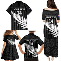 Custom New Zealand Silver Fern Cricket Family Matching Puletasi and Hawaiian Shirt Aotearoa Maori Go Black Cap LT14 - Polynesian Pride